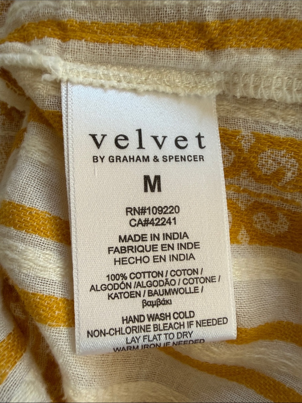 Velvet by Graham & Spencer Yellow and White Striped Embroidered Boho Blouse - Picture 13 of 13
